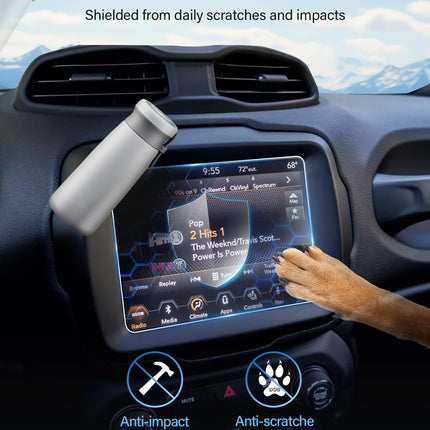 WEIPIN 8.4" Navigation Tempered Glass Screen Protector for Jee-p Compass 2017-2020/ Renegade 2018-2024, GPS Navi Screen Protector with Tempered Glass 9H Scratch-Resistant Anti-Fingerprint