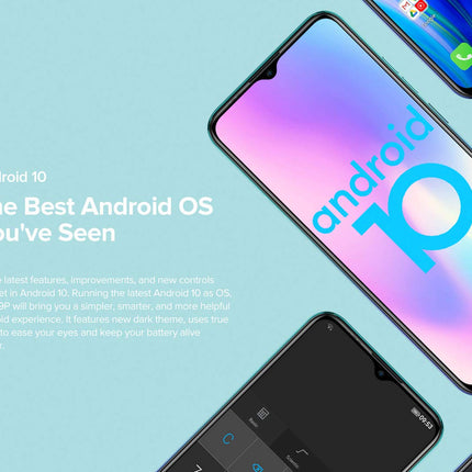 Ulefone Note 9P Smartphone Android 10, 6.52'' Mobile Phone without Contract 16MP Quad Camera, Octa-Core 4GB + 64GB, 3-Card Slot, Dual-SIM, 4500mAh Battery OTG, Face Unlock + Fingerprint Aurora