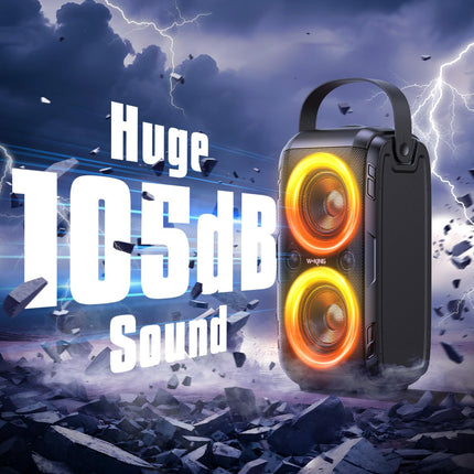 W-KING 180W PEAK Bluetooth Speaker Box Large Party Loud Music Box Bluetooth Boom Box Wireless with 80W Natural Deep Bass/4 Drivers 2*4.04'' Woofer Huge 105dB Sound/IPX5/LED/24H/USB/TF/AUX/EQ