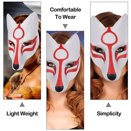 Wenrou 2 Pieces Halloween Fox Masks, Party Decorative Masks, Masquerade Costume Mask, Fox Mask, Japanese Kabuki Masks, for Carnival, Halloween, Cosplay Parties Costume Props