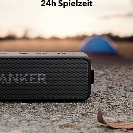 Anker SoundCore 2 Bluetooth Speaker, Powerful with Dual Bass Drivers, 24h Battery, Improved IPX7 Water Resistance, Wireless, for iPhone, Galaxy, etc. (Black)