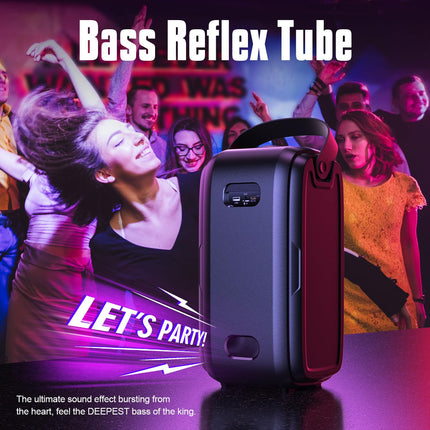 W-KING 180W PEAK Bluetooth Speaker Box Large Party Loud Music Box Bluetooth Boom Box Wireless with 80W Natural Deep Bass/4 Drivers 2*4.04'' Woofer Huge 105dB Sound/IPX5/LED/24H/USB/TF/AUX/EQ