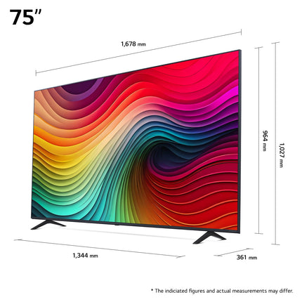 LG 75NANO81T6A 75-tolline (190 cm) NanoCell-teler (α5 Gen7 4K tehisintellektiga protsessor, webOS 24, HDR10, kuni 60 Hz) [mudeliaasta 2024]