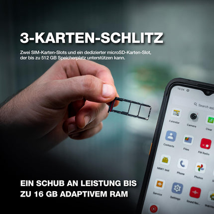 Üliõhuke lepinguta õuemobiiltelefon AGM H6, 16(8+8) GB RAM ja 256 GB ROM/512 GB, Android 13. Kerge veekindel nutitelefon 3 kaardipesaga, 6,56-tolline ehitusplatsi telefon, kahe SIM-kaardi pesaga/NFC/4G/IP68/IP69K