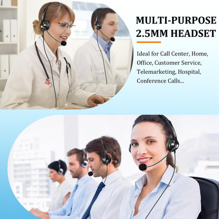Callez 2.5mm jack headset telephone with microphone noise cancelling, cordless landline headphones for Panasonic Gigaset C430A CL660HX Polycom Cisco SPA cordless landline telephones