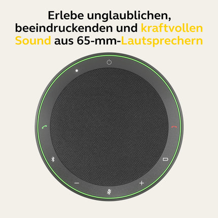 Jabra Speak2 75 wireless speakerphone with USB-A Bluetooth adapter, 4 noise-cancelling microphones, 65 mm wideband speaker, certified for Zoom and Google Meet, dark grey