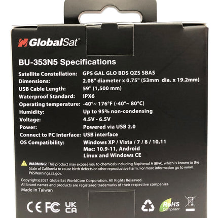 GlobalSat BU-353N5 USB GNSS vastuvõtja, must