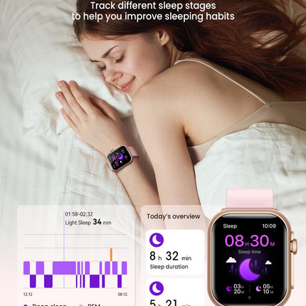 RUXINGX Smartwatch Women with 1000mAh Battery, 100 Days Ultra-Long Standby, 1.83" Fitness Tracker Heart Rate/SpO2/Sleep, 120+ Sports Modes, IP68 Fitness Watch Phone Function Pedometer Android iOS Gold