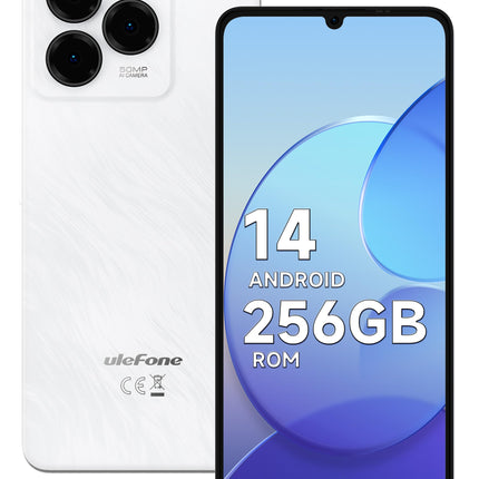 Ulefone Note 20 Pro Android 14 nutitelefon, 6,75-tolline HD+ ekraan, 256 GB ROM + 8 GB RAM, 50MP kaamera, 6000mAh aku, lukustamata 4G kahe SIM-kaardi pesa/näotuvastuse/sõrmejäljelugeja/GPS/OTG