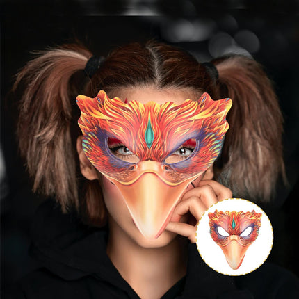 Abaodami halloweeni karnevali maskeraadi linnud loomad tule fööniks cosplay linnumask pika nokaga linnumask varesmask poolmask rekvisiidid pu ainulaadne