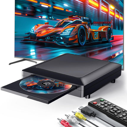 Ceihoit DVD-mängija telerile HDMI AV-väljundiga, USB-sisendiga, HD1080P DVD-CD-mängijaga, sisseehitatud PAL NTSC-süsteemiga, kõikide regioonide vaba, HDMI/AV-kaabel kaasas