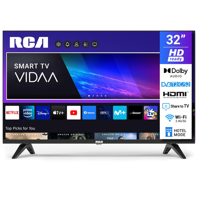 RCA VRS32HQ1 Smart TV 32-inch (80 cm) HD LED TV with Wi-Fi, Triple Tuner (DVB-T/T2, DVB-C, DVB-S/S2), App Store, HDMI, USB, CI/CI+, Netflix, YouTube, and more [RVSmart 2024]