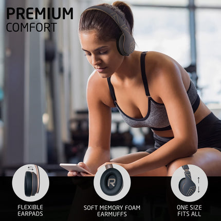 PowerLocus P6 Bluetooth kõrvaklapid, juhtmevabad kõrvaklapid superbassiga, 40-tunnine mänguaeg, mikrofon, häälassistent, passiivne mürasummutus iPhone'ile, Samsungile, iPadile, arvutile, sülearvutile, telerile