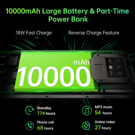 OUKITEL K15 Plus Outdoor Smartphone (2023) 10000mAh battery, 18W fast charge + reverse charge, 6.52 inch HD+ outdoor mobile phone Android 11, 4GB + 32GB rugged mobile phone, 13MP main camera Dual-SIM NFC/OTG