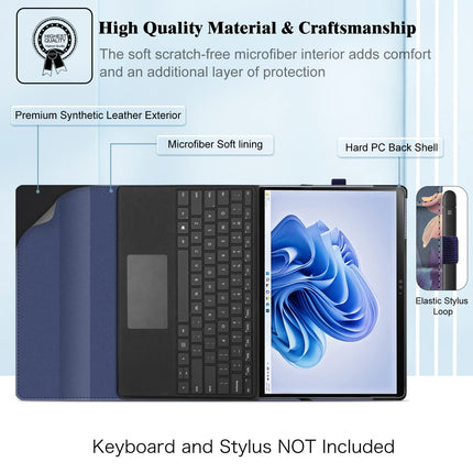 Fintie ümbris Microsoft Surface Pro 11/10 / 9 (2024-2022) 13-tollisele tahvelarvutile - mitme vaatenurgaga kunstnahast ümbris, kaitseümbris dokumendipesadega, pliiatsihoidja, ühildub tüübikaanega, õitsev hibisk