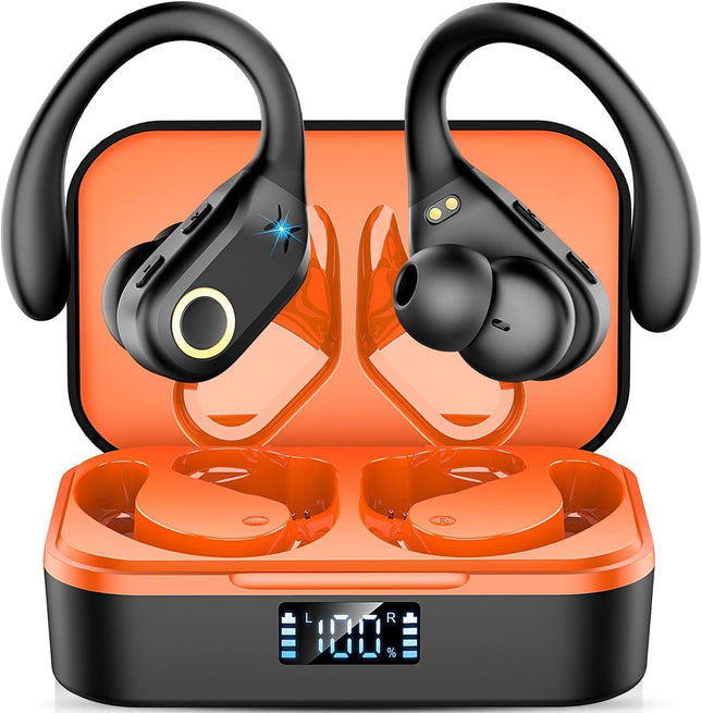 Bluetooth-kõrvaklapid spordile, kõrvasisesed kõrvaklapid, juhtmevabad Bluetooth 5.3 ENC mürasummutavad mikrofonid, HD-kõned, bass-stereoheli, kõrvaklapid, 60-tunnine mänguaeg, USB-C laadimisümbris, LED-ekraan, IP7 veekindlad kõrvaklapid