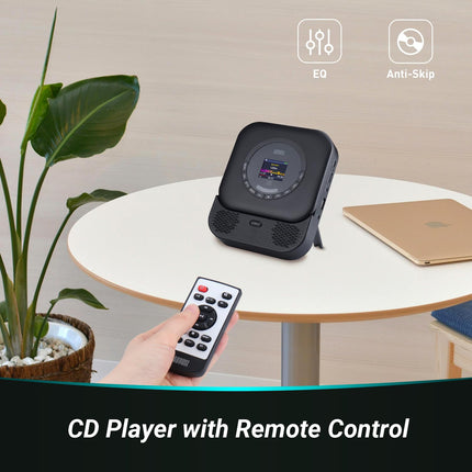 August SE15 kaasaskantav Bluetooth 5.3 CD-mängija kõlariga, 3,5 mm audio sisend/väljund, laetav CD-mängija USB/ekvalaiseri/vahelejätmise kaitse/kordusrežiimi/seinale kinnitatava/kõrvaklappide ja kaugjuhtimispuldiga