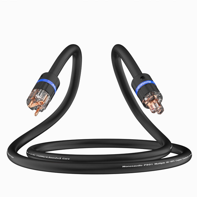 Monosaudio P901 HiFi tipptasemel toitekaabel Audiophile toitekaabel 2M puhtast vasest varjestusega, 2-pin OFC vahelduvvoolu toitejuhe, 4.5Sq Schuko+IEC C15 pistik DVD/võimendi/dekoodri/subwooferi/võimendi jaoks