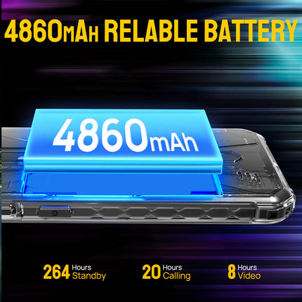 Ulefone Armor X12 Pro õues kasutatav nutitelefon Android 14 kaheksatuumalise 8 GB + 64 GB/SD-256 GB mäluga, IP68 veekindel lepinguta mobiiltelefon, 4G kahe SIM-kaardiga mobiiltelefon 4860mAh akuga, 13 MP + 8 MP, 5 GHz Wi-Fi/NFC/OTG/GPS/must