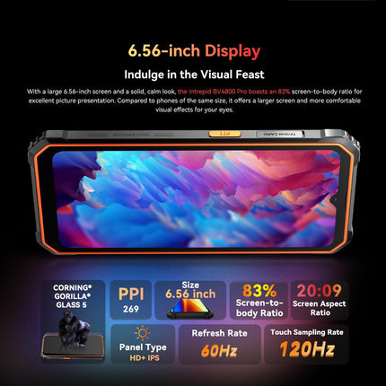 Blackview BV4800 PRO õuemobiiltelefon, 5180mAh, 12GB+128GB/2TB (2025), lepinguta nutitelefon, 6.56" 90Hz, IP69K veekindel, ehitusplatsi telefon, 5MP+13MP/kaks 4G/OTG/GPS/NFC/sõrmejäljelugeja (roheline)