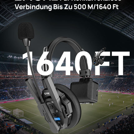 SYNCO XTALK XPRO9 juhtmevaba intercom-peakomplekt, 2,4 GHz täisdupleks, 24-tunnine aku tööiga, 500 m ulatus, reaalajas meeskonnasuhtlus, raadiointercom-kõrvaklapid