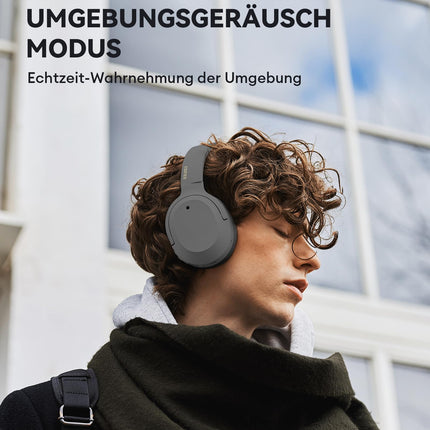 Edifier W820NB Plus Bluetooth kõrvaklapid, hübriidne aktiivne mürasummutus, kõrglahutusega LDAC heli, kiire laadimine, kõrvapealsed juhtmevabad kõrvaklapid, Bluetooth 5.2, reisimiseks/koduks/kontorisse - hallid