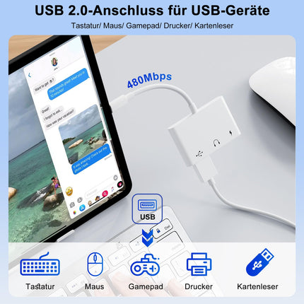 【3 ühes】USB C - 3,5 mm pistikupesa kõrvaklappide adapter laadijaga OTG USB-adapter, C-tüüpi Aux Audio kõrvaklappide pesa jaotur Samsung Galaxy S22/S21/S20 iPad Pro Air Pixel 6/5/4 (valge)
