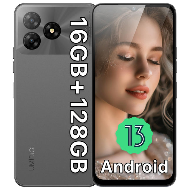 UMIDIGI mobiiltelefon ilma lepinguta, 16GB+128GB/1TB TF, 50MP+8MP, 6,6" HD+ ekraan, 5000mAh mobiiltelefonid, kaheksatuumaline 4G kahe SIM-kaardiga mobiiltelefon, G5 nutitelefon ilma lepinguta Android 13, sõrmejäljelugeja/näotuvastuse/OTG/GPS