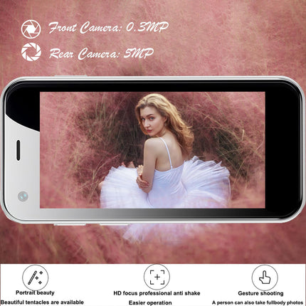Hipipooo Mini 3G lukustamata telefon 2,5-tolline Android 6.0 nutitelefon 1 GB RAM 8 GB ROM Dual SIM 1580mAh 0,3 MP + 5 MP kaameraga lastetelefon