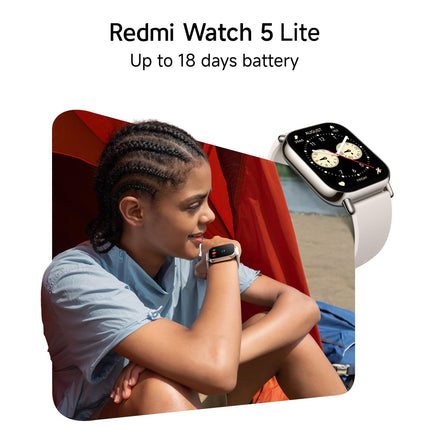 Redmi Watch 5 Lite nutikell, 1,96-tolline AMOLED-ekraan, 18-päevane aku tööiga, üle 150 spordirežiimi, sisseehitatud GPS, pulsi ja SPO₂ jälgimine, 5ATM veekindlus, alati sisse lülitatud ekraan, Bluetooth-kõned, must