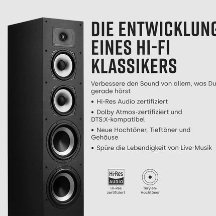 Polk Audio Monitor XT70 kõrgresolutsiooniga põrandakõlar, HiFi ja kodukino kõlar, Hi-Res sertifitseeritud, Dolby Atmos ja DTS:X ühilduv (tükk), must
