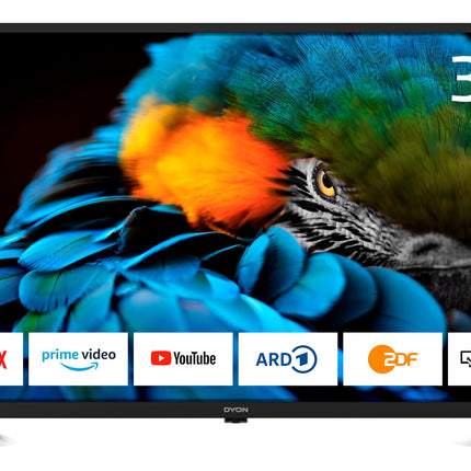 DYON Smart 32 XT - 80 cm (32-tolline) televiisor (HD nutiteler, HD kolmekordne tuuner (DVB-C/-S2/-T2), Prime Video, Netflix ja HbbTV)