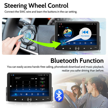 4G+64G Android car radio 1Din with wireless CarPlay, 7 inch Android car Bluetooth radio 1Din with screen, touchscreen CarPlay car radio with navigation, Google Play, SWC, AM/FM/DSP, USB/WiFi