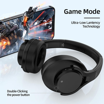 SoundMAGIC P58BT ANC kõrvapealsed hübriidsed aktiivse mürasummutusega Bluetooth-kõrvaklapid CVC mürasummutusega, kaasahaarav heli, madal latentsusaeg, mustad