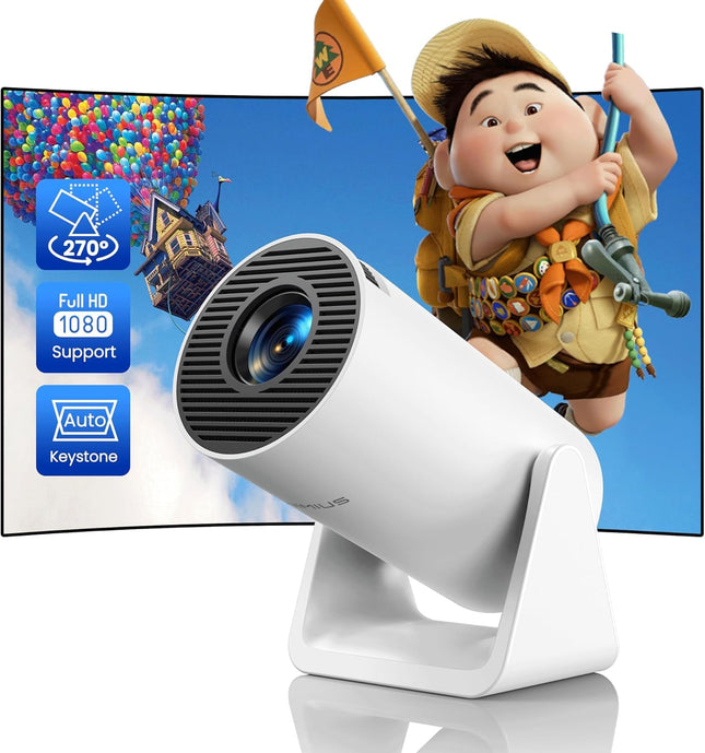 Mini Projector【Automatic Keystone Correction】WiFi Bluetooth Projector Small Supports 1080P, 270° Rotatable WiMiUS Short-Range Projection Projector Home Theater Outdoor for iPhone/Android/Laptop/Tablet Projector