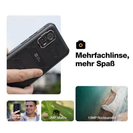 AGM H MAX lepinguta õues kasutatav mobiiltelefon 4G, 10000 mAh võimas nutitelefon Android 14, 4GB+128GB, 6,56-tolline HD+ ehitusplatsi mobiiltelefon IP68/Face ID/kahe SIM-kaardiga/NFC