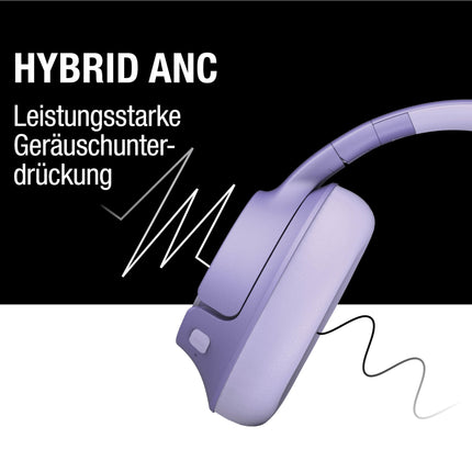 Fresh 'N Rebel Clam Fuse Bluetooth Over-Ear Headphones with Hybrid Active Noise Cancelling, with ENC Microphone (Perfect Calls), Wireless Headphones with Ambient Mode, 45h Playtime (Purple)