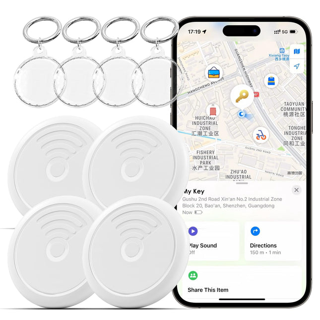 Smart Tags, 4 Pack, Air Tracker Item Finder, Locator, Works with Apple Find My (iOS Only), Track Your Keys, Wallet, Backpack, Luggage, Super Lightweight, Comes with 4 Beautiful