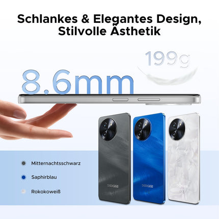 DOOGEE Note 59 Pro+ Android 15 nutitelefon, lukustamata 5G, 512 GB ROM + 36 GB RAM, kaheksatuumaline protsessor, 6250 mAh, 6,75" HD+, 120 Hz värskendussagedus, 50 MP + 8 MP, kahe SIM-kaardiga, lukustamata mobiiltelefonid/OTG/GPS/NFC/sõrmejäljelugeja