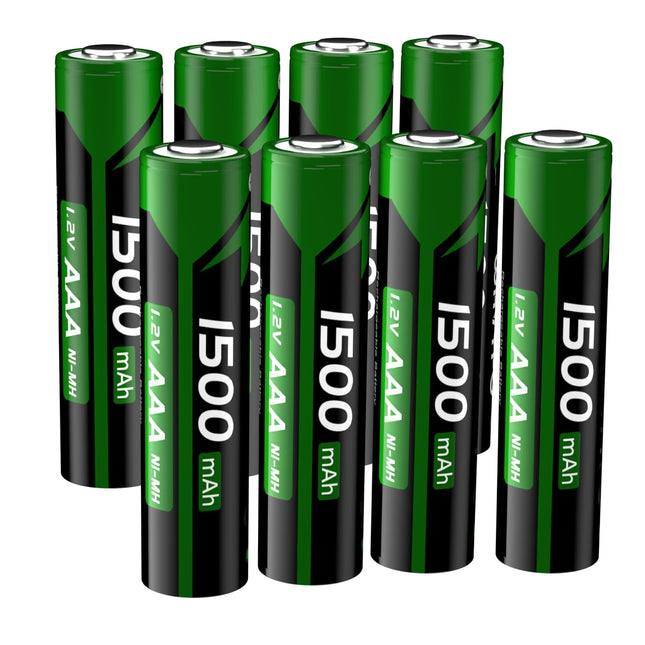 [1500mAh] AAA Rechargeable Battery, 1.2V Upgraded NI-MH Long-Lasting High-Capacity AAA Batteries for Cameras, Toys, Remote Controls and Household Appliances, etc.-8 Pack