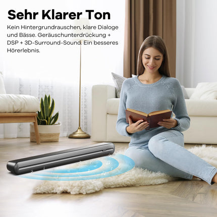Heymell 150W 2.1-kanaliline teleri heliriba integreeritud subwooferiga, 91 cm Clear Voice'i ruumilise heli süsteem, heliriba Bluetooth HDMI ARC optiline AUX. Komplektis HDMI-kaabel