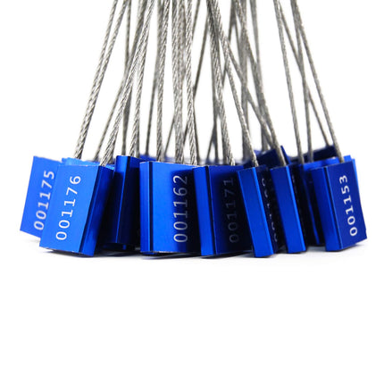 Security seals, cable seals, cable ties, metal signs, aluminum alloy, wire, cable seals, blue, 100 pieces