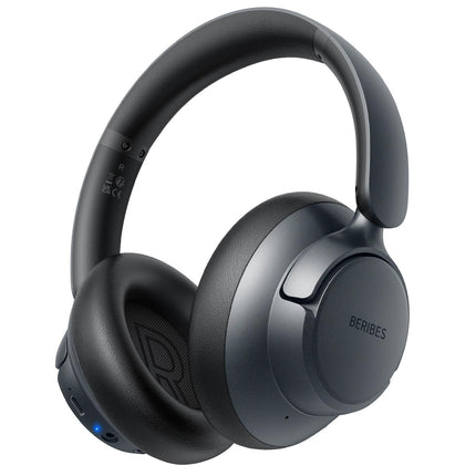 BERIBES Bluetooth kõrvaklapid, kõrvapealsed, aktiivse mürasummutusega kõrvaklapid mikrofoniga, läbipaistvad režiimid, 70 tundi mänguaega ANC-režiimis, kõrglahutusega heli, sügav bass, kiire laadimine, 3,5 mm kaabel