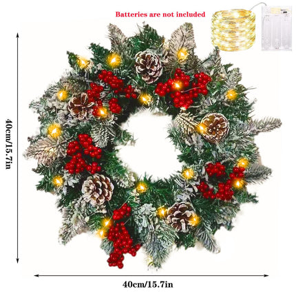 Christmas wreath, 45 cm, door wreath with pine cones, Christmas decoration for door, fireplace and wall