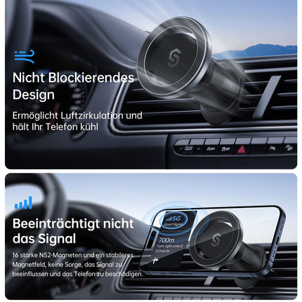 SYNCWIRE autotelefonihoidik MagSafe autokinnitusele, universaalne magnetiline telefonihoidik autole, ventilatsiooniga autotelefonihoidik iPhone 16 15 14 13 12 Pro Max Magsafe ümbrisega nutitelefonile