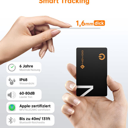 NOVOO Air Tag Card rahakoti jälgimiskaart õhuke 1,6 mm nutikas Bluetooth-silt 6-aastase aku tööeaga ühildub Apple Find My rakendusega (ainult iOS), GPS-esemete leidja rahakoti, pagasisildi ja passi jaoks