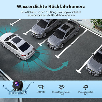 Alpinetech 2025 Newest 9 inch Carplay Display &amp; Portable Android Auto Display, Car Play Display with Rear View Camera GPS Navigation Bluetooth Mirror Link AUX FM Siri, Buddy Display for All Vehicles