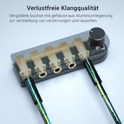 Cubiluxi passiivne audiolüliti, kahesuunaline 1 kuni 4 6,35 mm TRS-pistikuga kõlarilüliti, 4-kanaliline stereo Aux-lüliti kõrvaklappide helisüsteemi võimendi jaoks