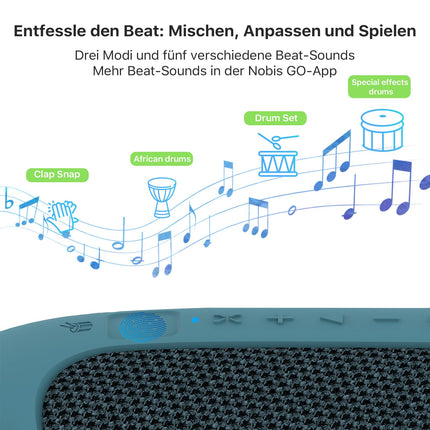 NOBIS Clip N1 Portable Bluetooth Speaker with App, Beat Mode, Up to 24 Hours Playtime, IP68 Waterproof, BT 5.3, HD Sound, Stereo Pairing, Custom EQ, Perfect for Outdoors (Blue)
