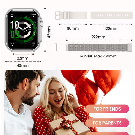 RUXINGX Smartwatch Women with 1000 mAh Battery, Fitness Watch with Phone Function, 120+ Sports Modes, 24/7 Heart Rate Monitor SpO2, Menstrual Cycle, Sleep, Fitness Tracker, IP68 Pedometer Android/iOS Silver